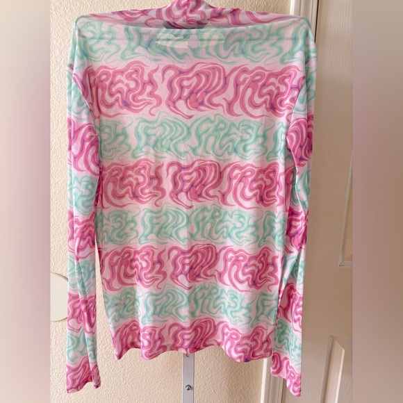 Teddy Fresh Digital Print Mesh Mock Neck Top - Size M - Picture 7 of 7